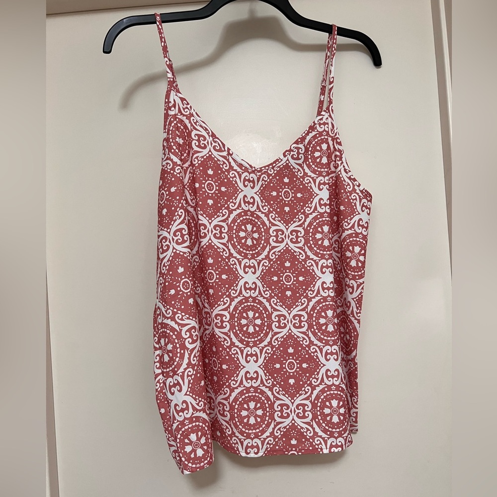 TECREW Women's Boho Dusty Rose Floral V Neck Spaghetti Straps Tank Top Bandana